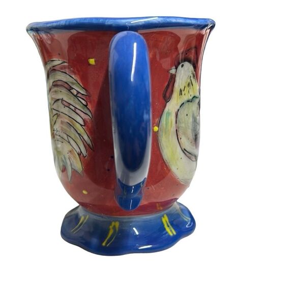Certified International Susan Winget Rooster Design Footed Coffee Mug - Picture 3 of 5